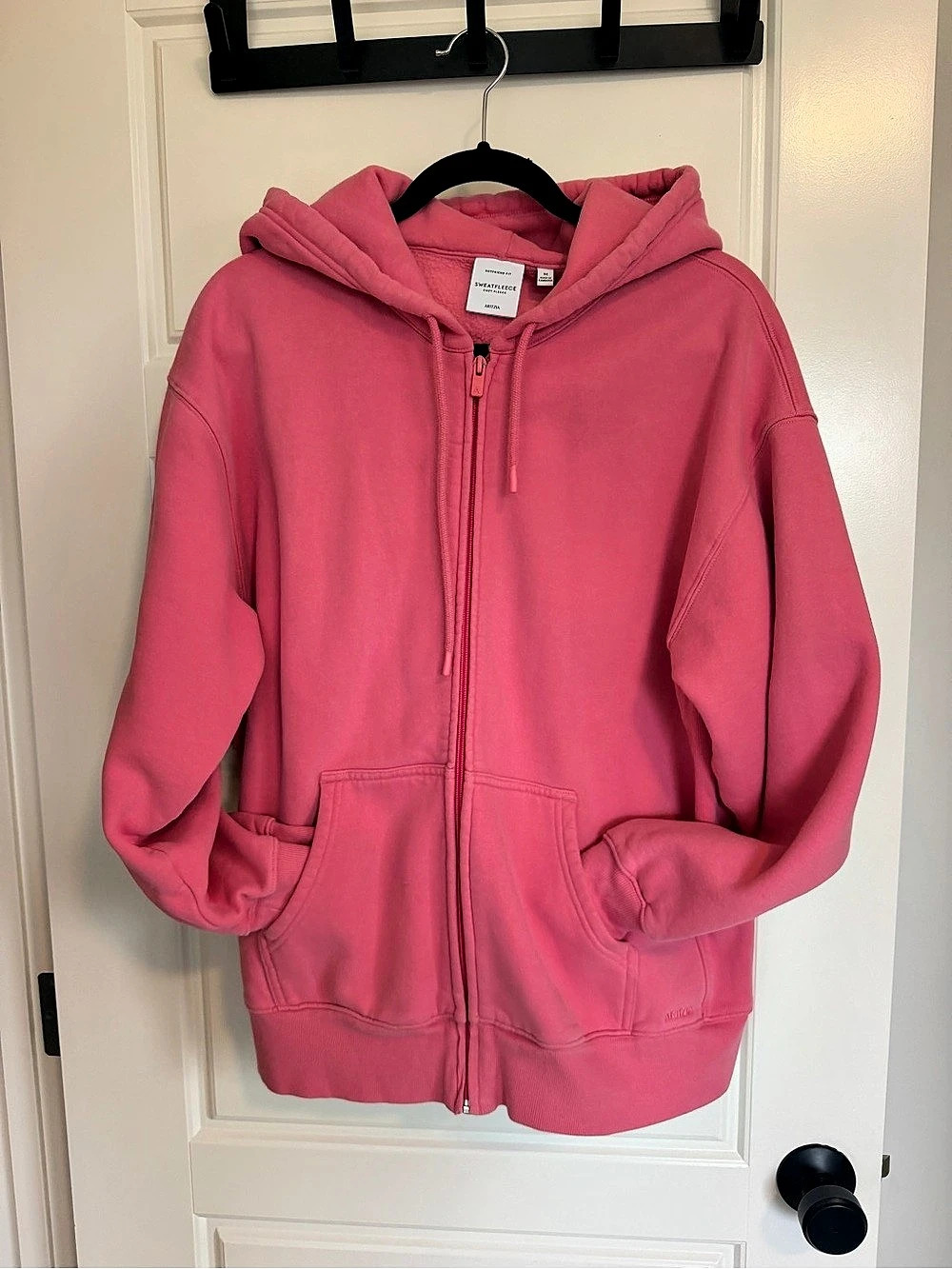 Aritzia Tna Cozy Sweatfleece Boyfriend Zip Hoodie Pink Medium